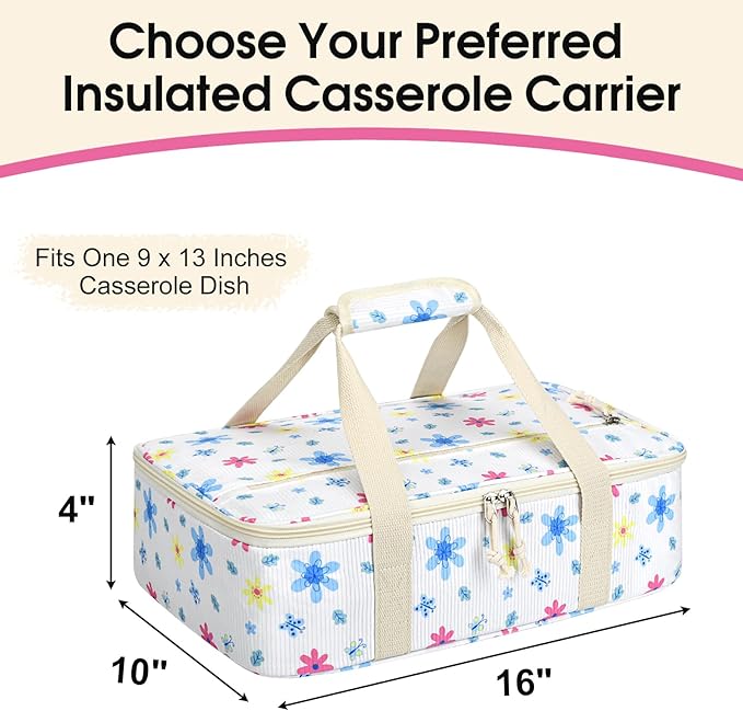 Corduroy Casserole Carrier, Insulated Lasagna Lugger