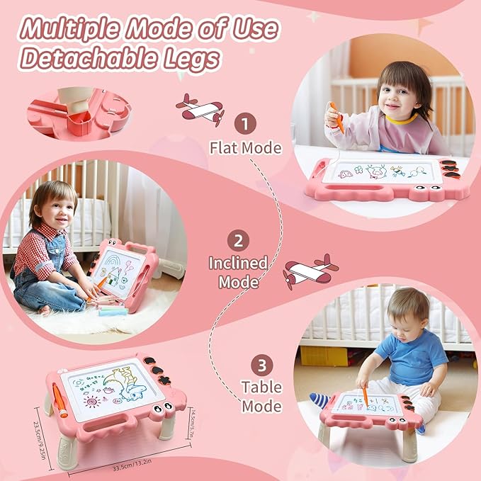 AiTuiTui Magnetic Drawing Board Toddler Toys with Legs for Girls Boys, Color Sketch Writing Scribble Doodle Pad Travel Games, Educational Learning Kids Toys for Toddlers Birthday (Pink)