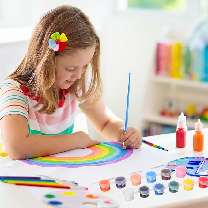 EzaroNexis Mini Acrylic Paint Set for Kids, 25 Pack 12 Colors Washable Kids Paint kit, Perfect for Home Birthday Classroom Party Favors,Painting Canvas,Paper,Wood,Rock & Fabric (350)