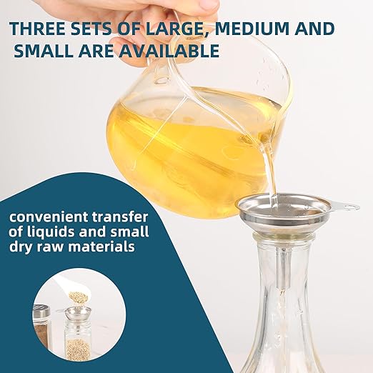 Stainless Steel Kitchen Funnel, Medium and Small Three-piece Set