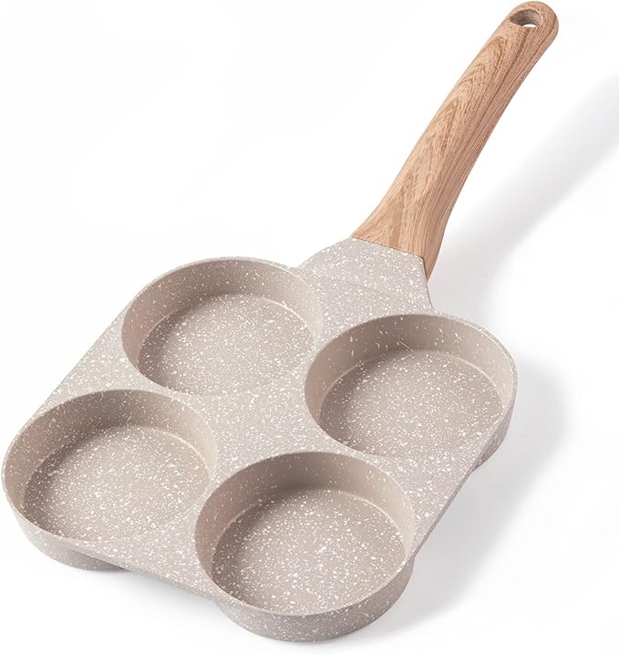 CAROTE Egg Pan Omelette Pan, 4-Cup Nonstick Granite Omelette Skillet