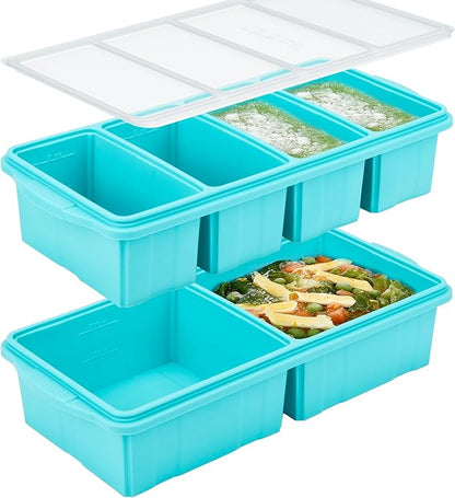Silicone Freezer Tray With Lid-Soup Freezer Container molds-Large Ice Cube Tray