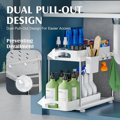 VERIFOST 2 Pack Under Sink Organizers and Storage, Double Sliding Kitchen