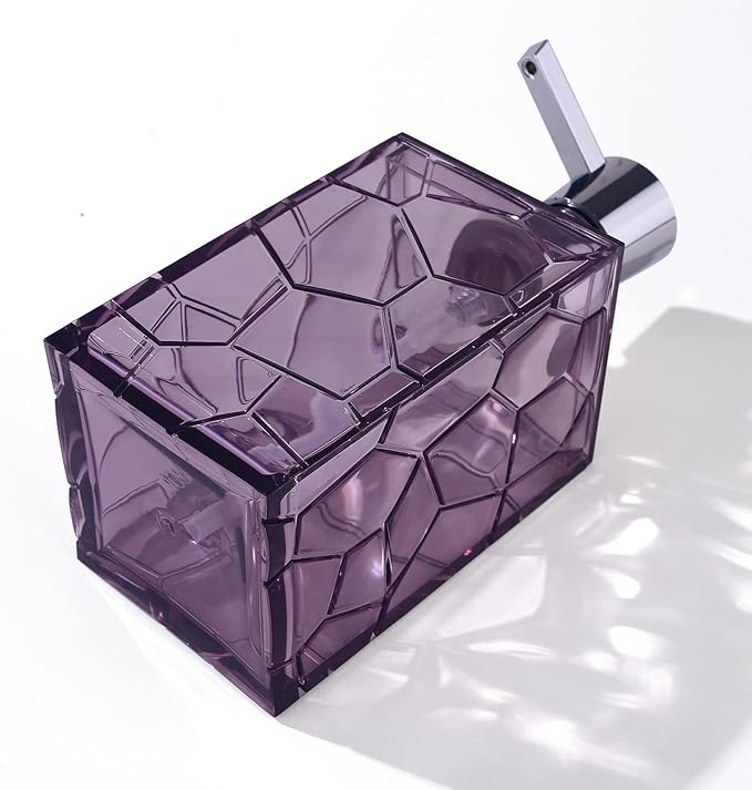 2 Pack Clear Lavender Purple Rust Proof Soap Dispenser, Acrylic Plastic Hand