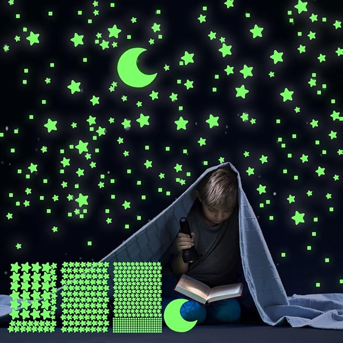 Glow in The Dark Stars Decals Decor for Ceiling, Starry Sky Shining Decoration Perfect for Kids Bedroom Bedding Room Gifts
