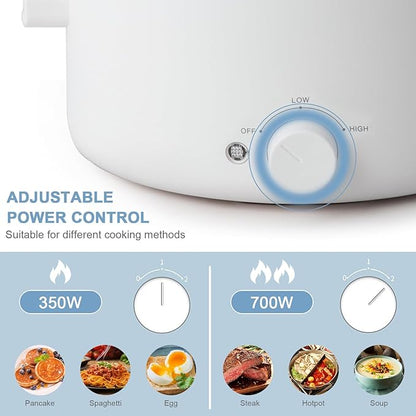 Hot Pot Electric, 2L Ceramic Glaze Non-Stick Pan, Portable Hot Pot