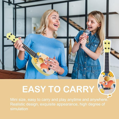 YOLOPLUS+ Kids Toy Ukulele, Kids Guitar Musical Toy,17 Inch 4 Steel Strings, with Pick, Play Early Educational Learning Musical Instrument Gift for Preschool Children (Yellow)