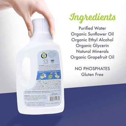 Fit Organic Produce Wash Soaker – USDA Certified Organic Fruit & Vegetable Cleaner, Tasteless & Odorless, Chemical-Free, Kosher, Safe for Family, Kids & Pets – 32 FL Oz (2-Pack)