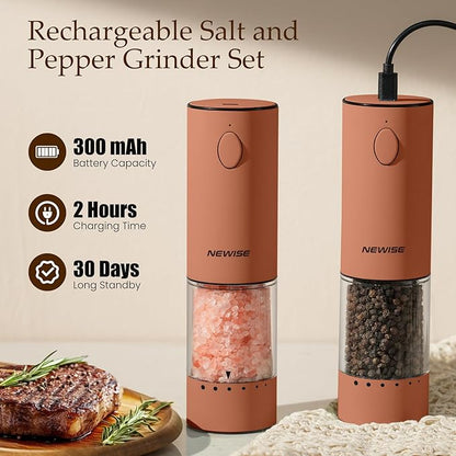 Newise Electric Salt and Pepper Grinder Set Rechargeable