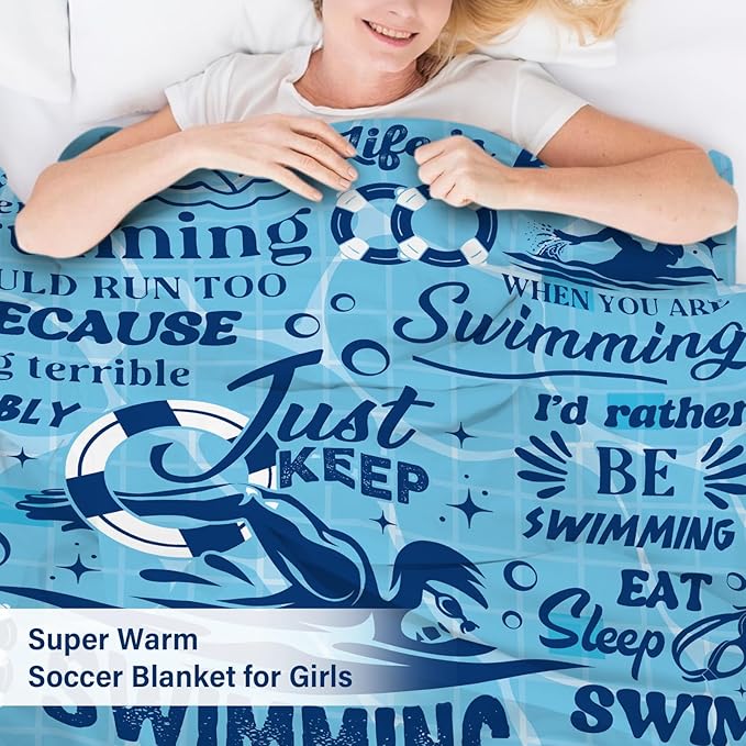 Swim Gifts for Swimmers, Swimming Blanket Gifts for Coach Gifts, Swim Team Gift, Just Keep Swimming, 50" x 60" Swimmer Blanket Christmas Birthday Gift for Men