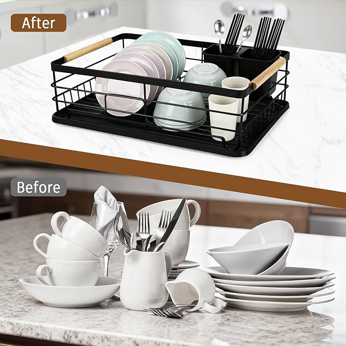 Dish Racks for Kitchen Counter, Thickened Metal Dish Drying Rack