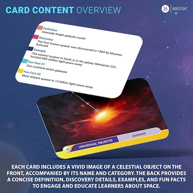 75 Space Flash Cards – STEM Learning Resource - Solar System, Stars, Galaxies, Planets, Satellites, Universe - Astronomy Flashcards for Science Students & Future Astronauts – Grade School & Homeschool
