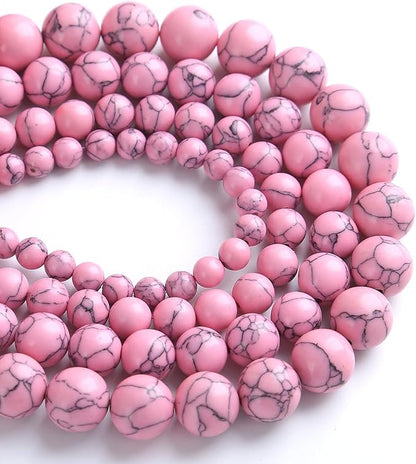 75PCS 10MM Pink Turquoise Spacer 2 Strands Loose Beads for Jewelry Making DIY Bracelet Necklace