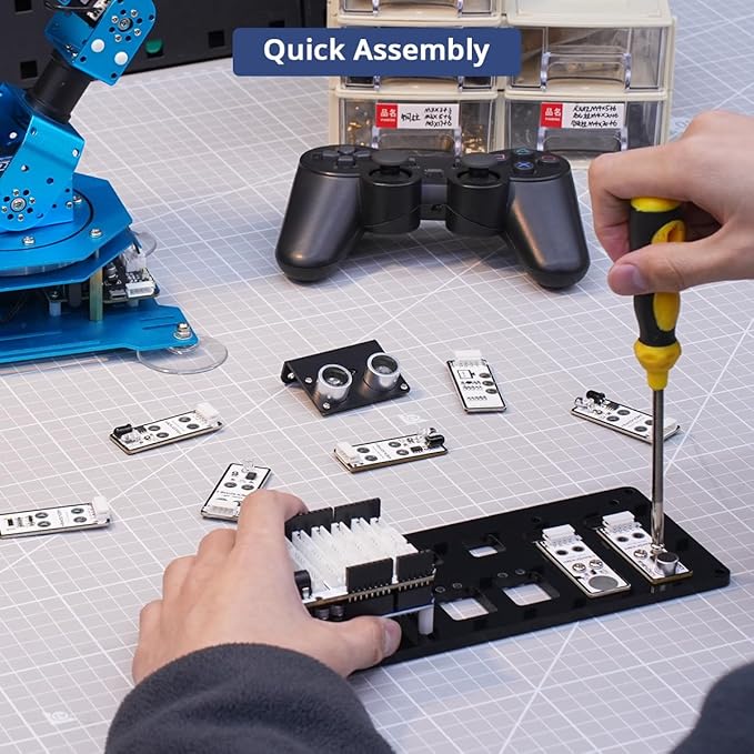 Robotic Arm 6DOF Robot Arm Kit with Secondary Development Compatible with Arduino, DIY Programming Kit STEAM Robot with Sensor and Arduino Open Source Code & Tutorial