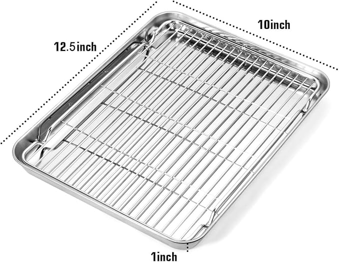 Baking Sheet and Cooling Rack Set, Stainless Steel Commercial Grade Cookie