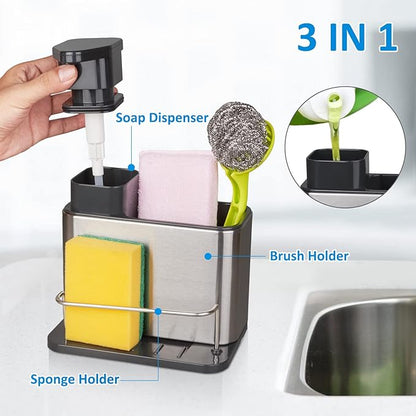 RedCall Soap Dispenser for Kitchen Sink, 3-in-1 Sponge Holder for Kitchen Sink
