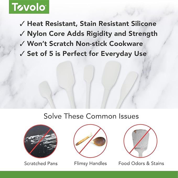 Tovolo Flex Core 5 Piece Silicone Spatula Set Heat Resistant All Silicone
