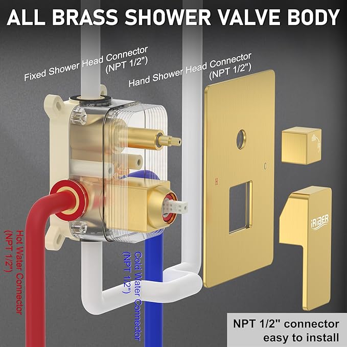 Iriber Brushed Gold Rain Shower System