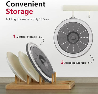 WVM Microwave Splatter Cover & Mat, Vented Collapsible Splatter Guard dish