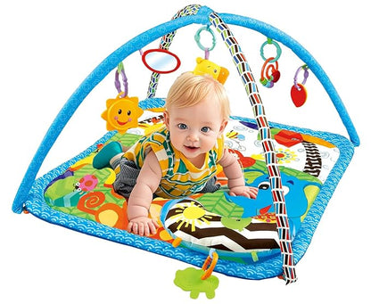 Baby Gyms Play Mats Toddler Fold Acctivity Gyms Play Mat Colorful Baby Pad with Animal Toys, Giraffe