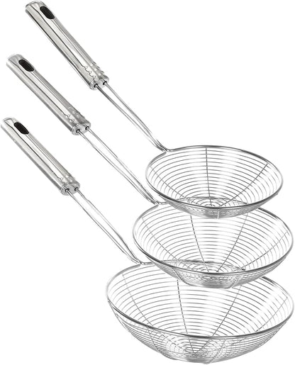 Enhanced Version Stainless Steel Spider Strainer Skimmer Ladle, Pasta Strainer