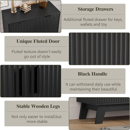 Shoe Cabinet Storage for Entryway, 4 Tier Fluted Shoe Storage Cabinet