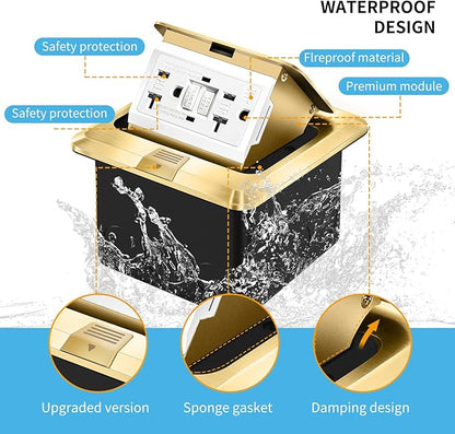 Vagueior Recessed Floor Electrical Outlet Kit, Waterproof Electrical Outlet