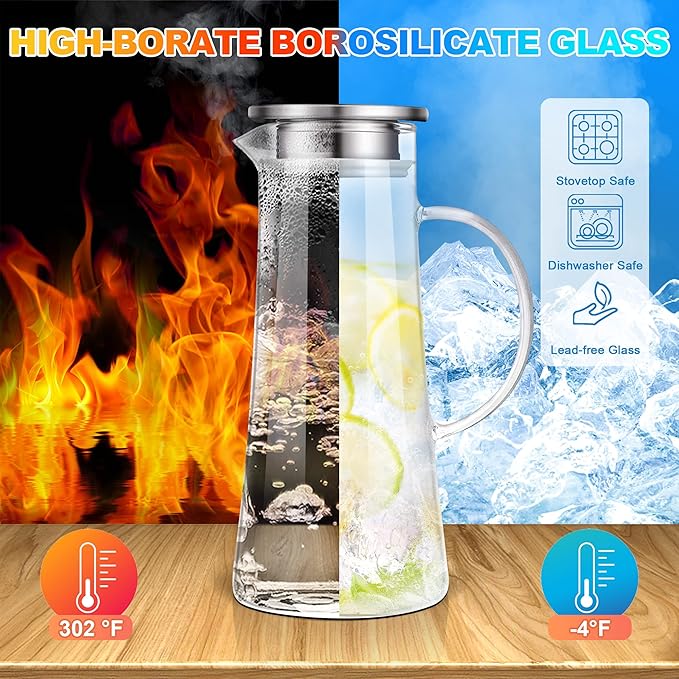 SUSTEAS 1.5 Liter 51oz Glass Pitcher