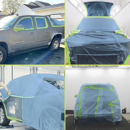 Tangibay Pre-Taped Masking Film for Painting - 22" x 66' Painters Plastic Sheeting with Automotive Paint Tape and Drape for Covering Cars, Walls, Windows and Furniture Protection (3 Rolls)