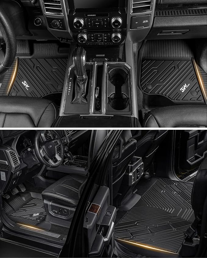 3W Floor Mats & Truck Bed Mat for Nissan Frontier 2025 2024 2023 2022 Crew Cab(NOT for 2nd with Under Seat Speaker), All Weather TPE Custom Fit Car Liner for Frontier