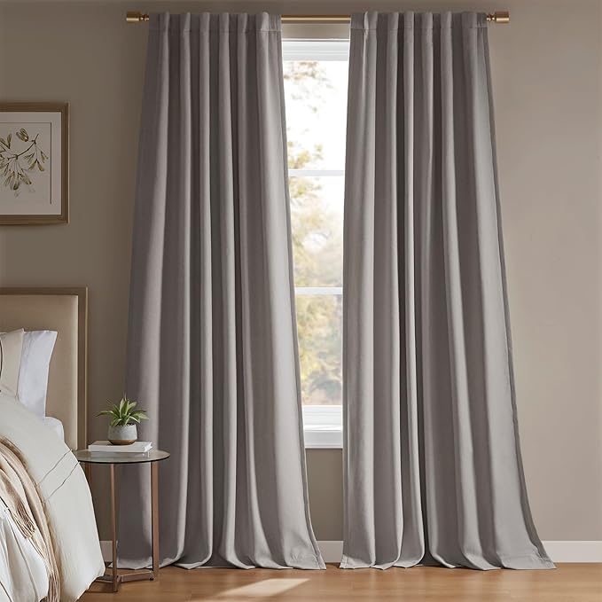Madison Park Karien 100% Blackout Curtains 52x95 – Grey, 2-Layer Noise Blocking