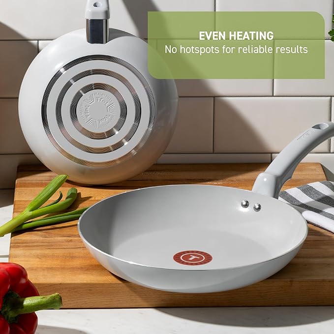 T-Fal Refresh Ceramic Nonstick Cookware Set, Oven Safe to 350°F, Ceramic Pots
