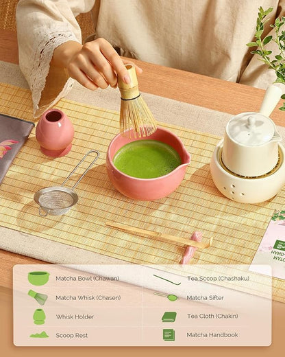 Maestri House Pink Matcha Whisk Set, 7-Pc Complete Matcha Kit