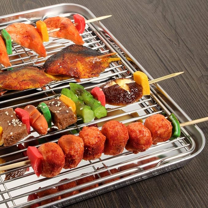 Wildone Baking Sheet with Rack Set, Stainless Steel Cookie Pan baking Tray with