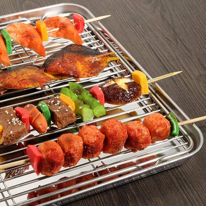 Wildone Baking Sheet with Rack Set, Stainless Steel Cookie Pan baking Tray with