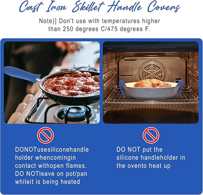 Joyhalo Cast Iron Skillet Handle Cover, 6 Pack Heat Resistant Pot Handle Covers, Silicone Sleeve for Cast Iron Pan, Blue