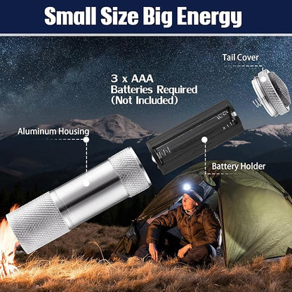 VIHOSE 20 Pcs Mini Flashlights Bulk, Bright Aluminum Handheld Flash Light with Lanyard Small LED Flashlights for Night Reading Emergency Hurricane Camping Hiking, Batteries Not Included(Silver)