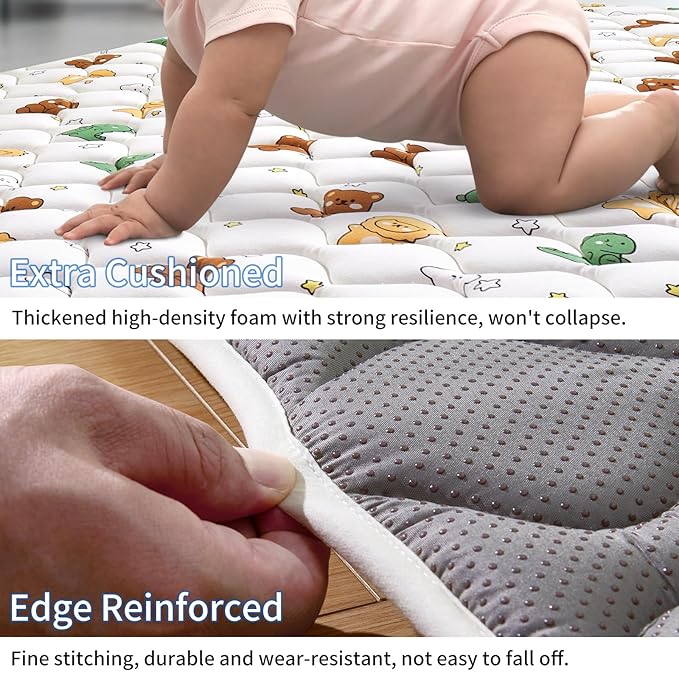 Premium Foam Baby Play Mat 79" X 59", Extra Large Soft Thicker Activity Playmats for Babies, Toddlers, Infants, Play & Tummy Time, Foldable & Machine Washable Baby Mat for Floor