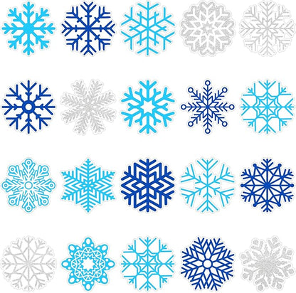 Tevxj 20 PCS Winter Thick Gel Clings Snowflake Window Decorations Christmas Snowflake Window Clings Decals Winter Window Decor for Kids Toddlers Home Airplane Christmas Party Home Classroom Nursery