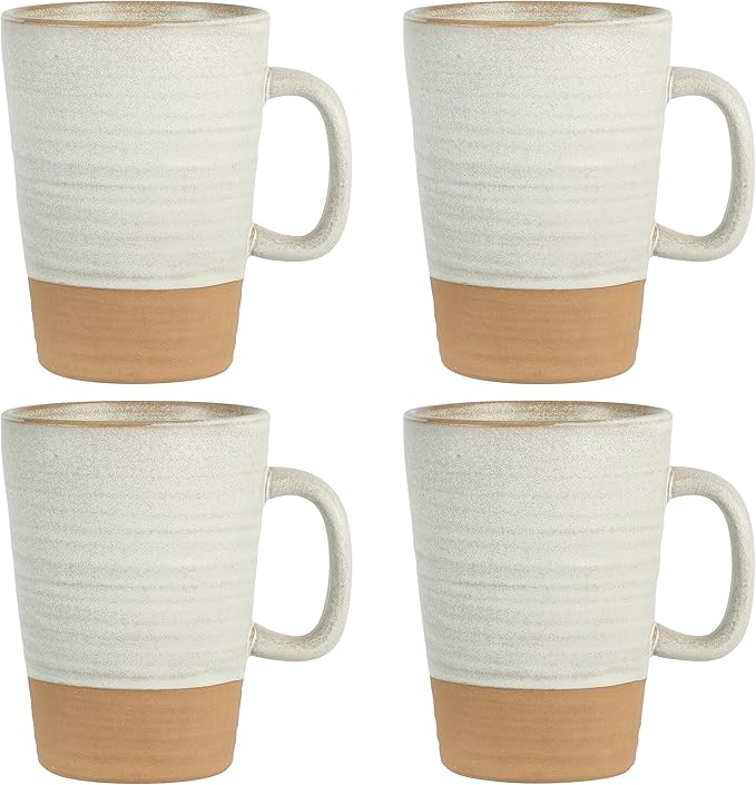 Gibson Elite 4 Pack Dreamweaver Terracotta Reactive 17 OZ Mug Set - Sand Cream
