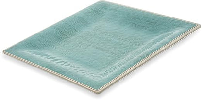Carlisle FoodService Products Grove Reusable Plastic Plate Square Plate with Rim for Home and Restaurant, Melamine, 10.5 Inches, Aqua, (Pack of 12)