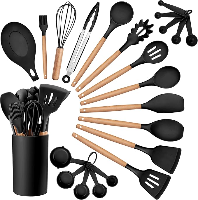HaWare Kitchen Cooking Utensils Set, 23-Piece Silicone Kitchen Utensils Spatula