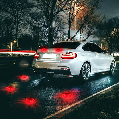 Tallew 4 Pack LED Road Emergency Roadside Lights Flashing Safety Warning Kit Beacon Magnet Hook Vehicle Boat Truck Disc Magnetic Flash Cars Security Driveway Automotive Strobe