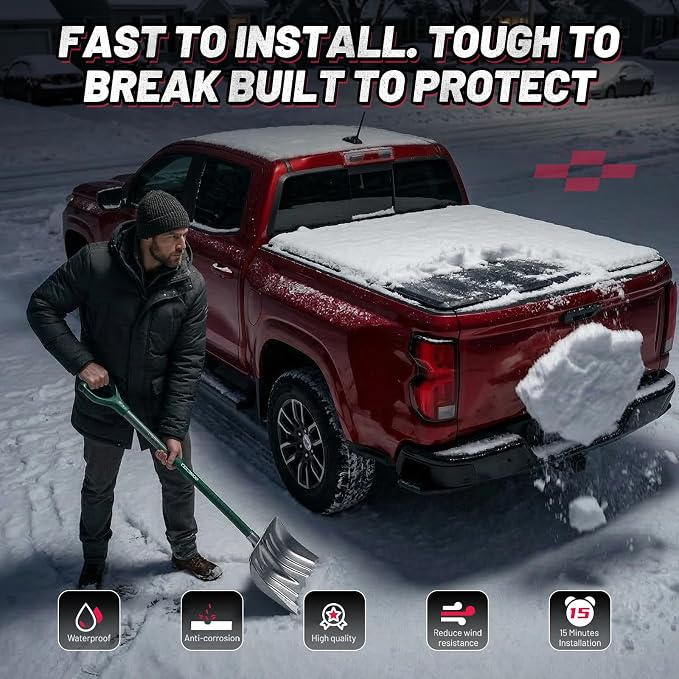 BDFHYK Hard Tri Fold Tonneau Cover for Chevy Colorado GMC Canyon 2015-2026 5.2 FT Bed, Waterproof Hard Folding Truck Bed Cover with Anti-Theft Lock, Easy Install for Camping and Work Trucks
