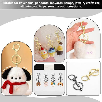 10 Pack a Set Metal Lobster Claw Clasps and Key Rings, Key Chain Accessories, Keychain Making kit for Keys, Art Crafts, Jewelry Making, Gold - Gunmetal
