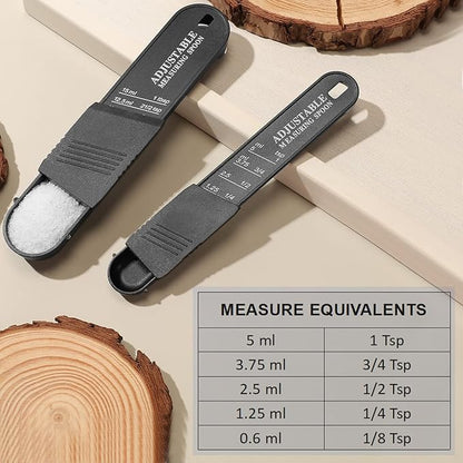 6 Pcs Adjustable Measuring Spoon Plastic Tablespoon and Teaspoon Set Baking