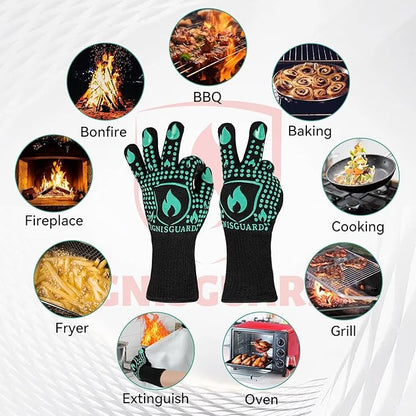 BBQ & Grill Gloves, Oven Gloves, 1472°F Silicone Oven Mitts Heat Resistant