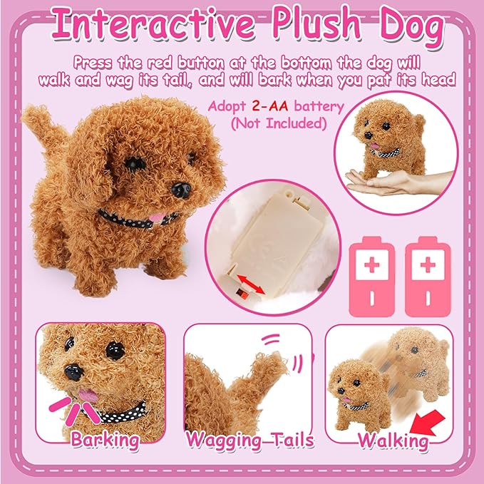 Toy Doctor Kit for Girls - TEUVO Pretend Play Doctor Set with Dog Toy, Carrying Bag, Stethoscope, Dress Up Costume - Toys Doctor Play Birthday Gift for Kids Toddlers 2 3 4 5 6 7 Year Old for Role Play