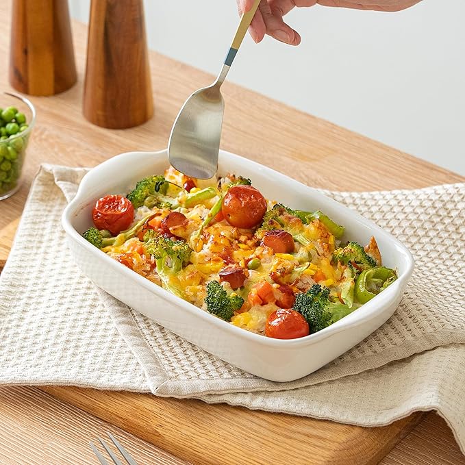 3-Pack Ceramic Baking Dishes Set, Heavy-Duty Oven-Safe Stoneware, Deep