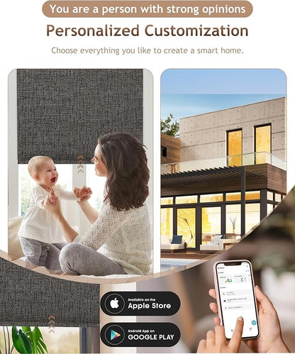 Kincmo Motorized Blinds with Remote, 100% Blackout Motorized Roller Shades Work